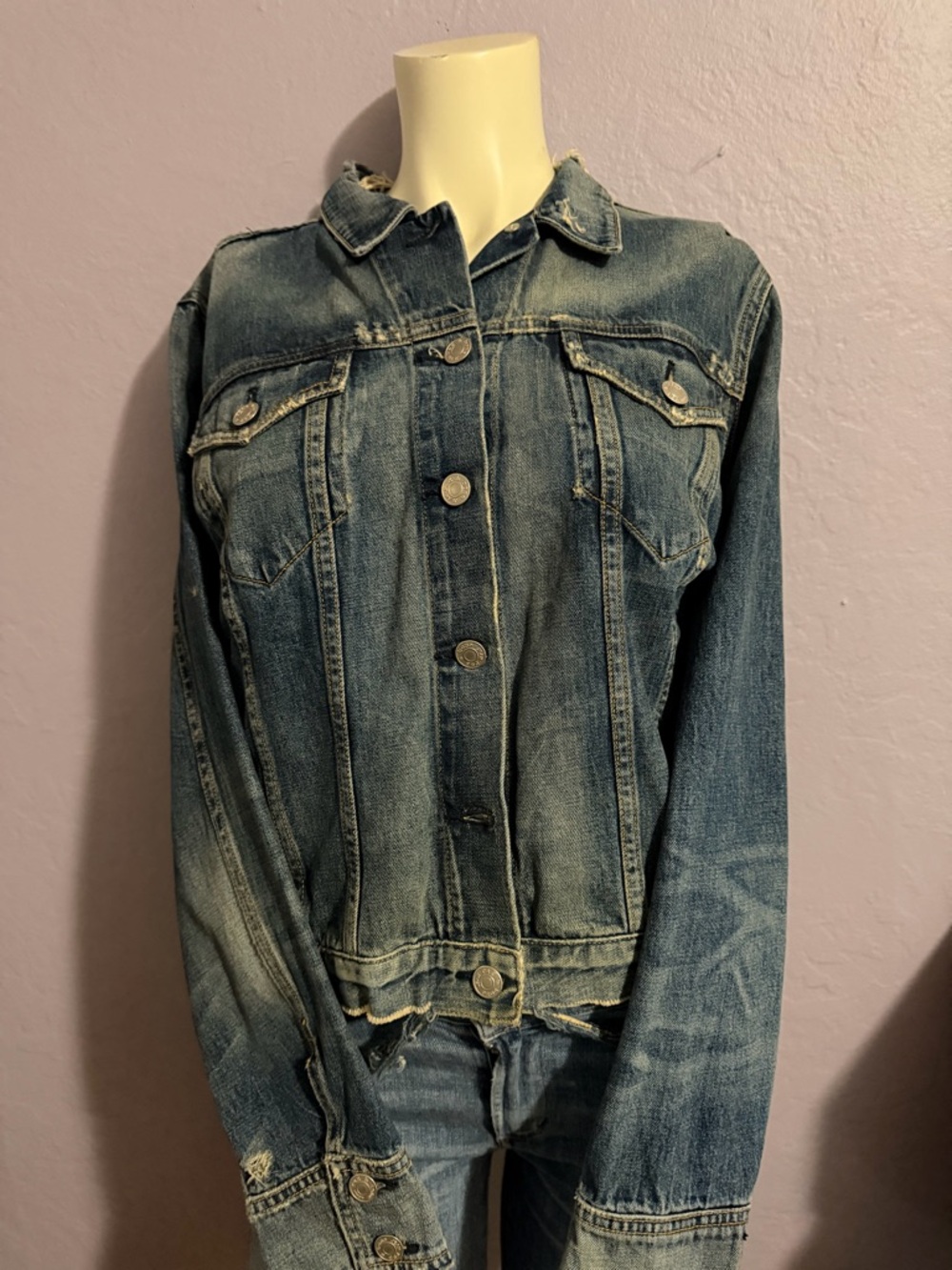 Rag & Bone Classic Women's Distressed Denim Jacket - Blue